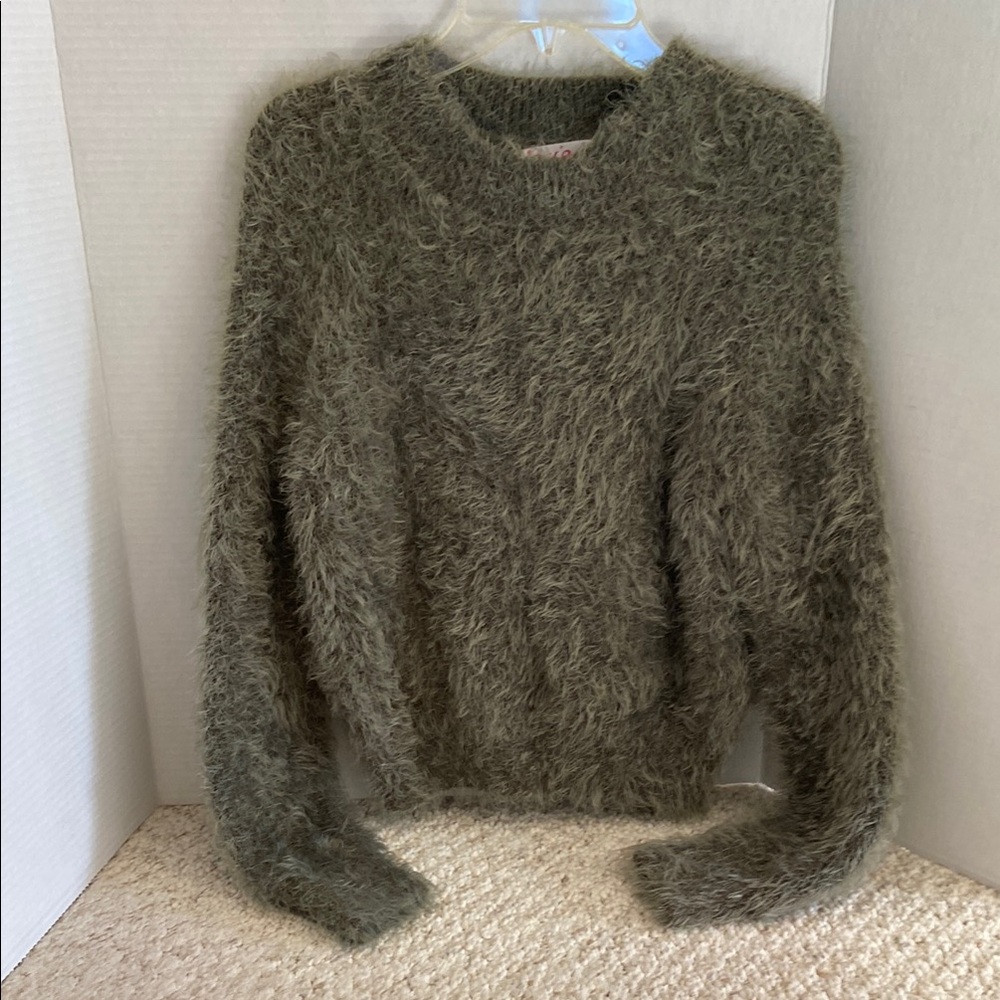 Women's Fuzzy Green Sweater